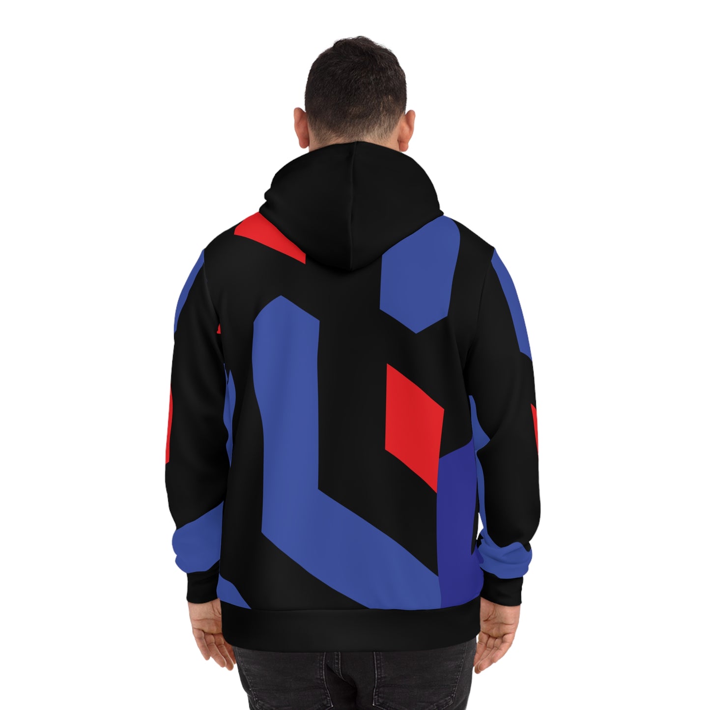 Geometric blue Colorblock Fashion Hoodie for Stylish Comfort