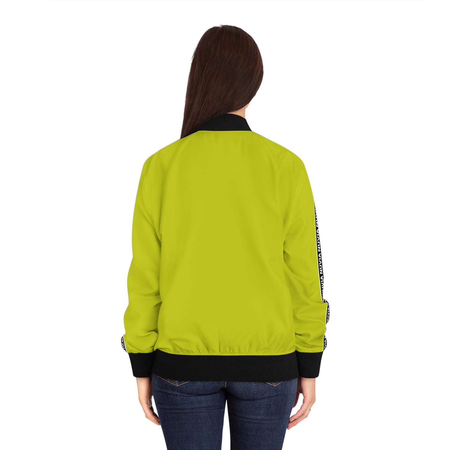 Nuvia lime green Women's Bomber Jacket (AOP)