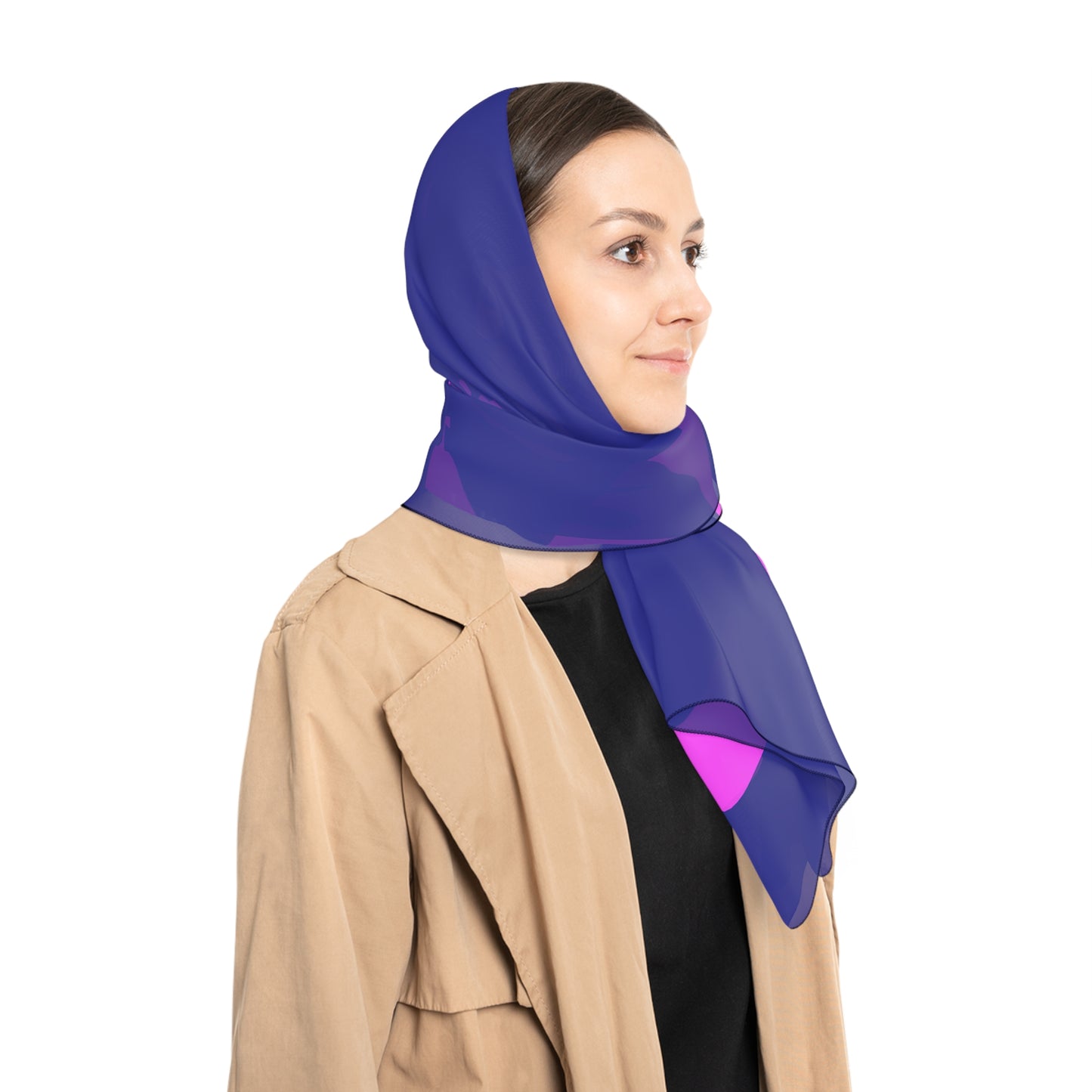 Stylish blue Poly Scarf with Abstract Design - Chic, Versatile Accessory for All Occasions