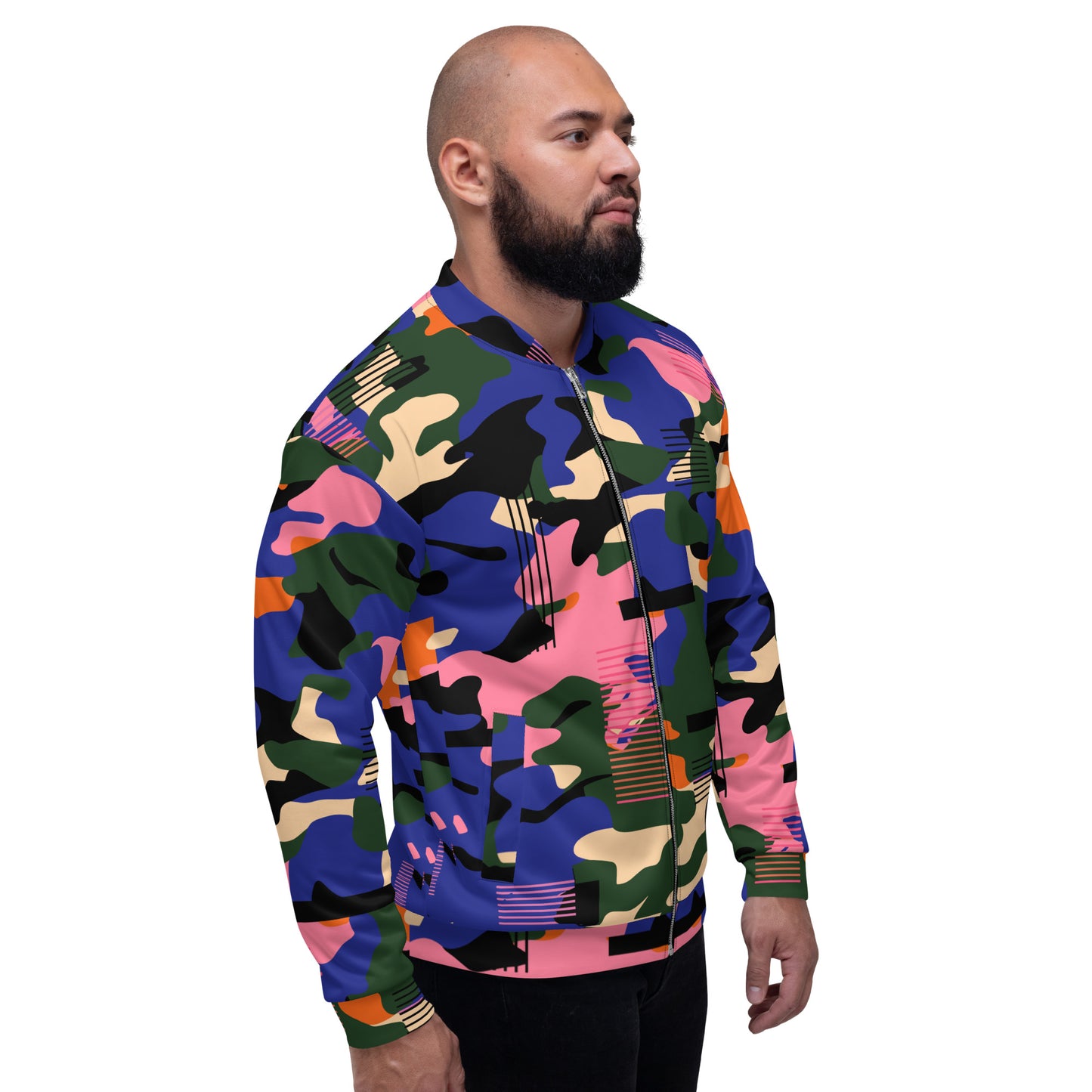 Blue red camo Unisex Bomber Jacket