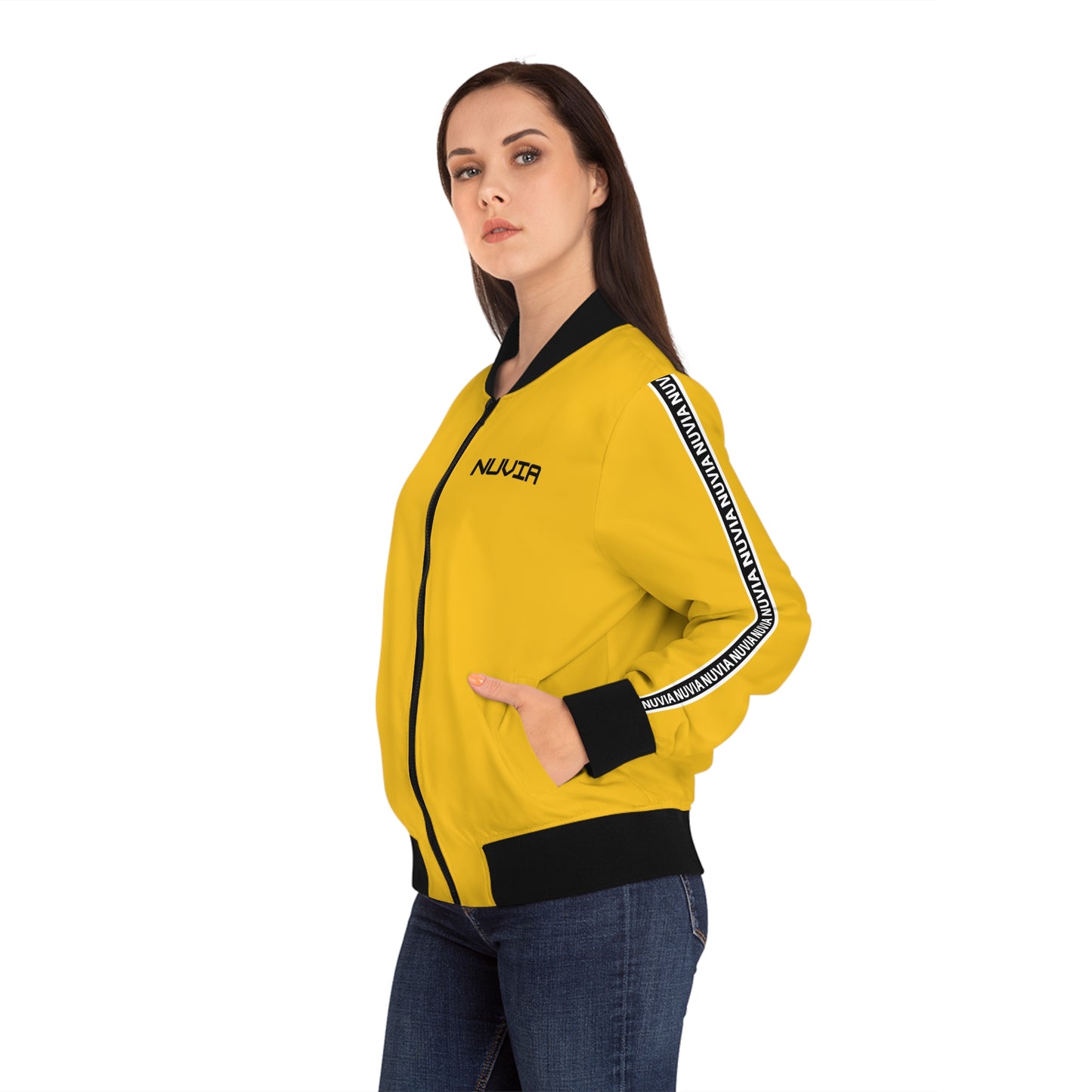 Nuvia Orange Women's Bomber Jacket (AOP)