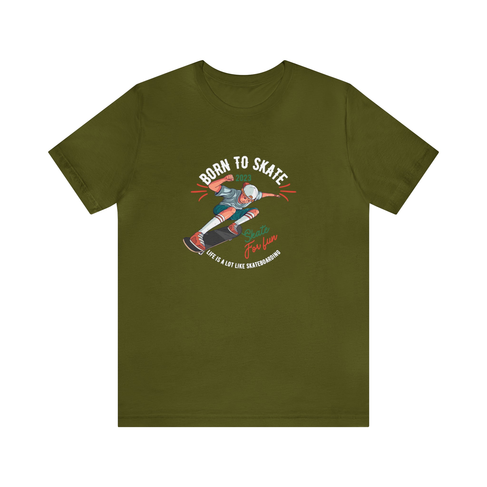 BORN TO SKATEBOARD UNISEX JERSEY T-SHIRT