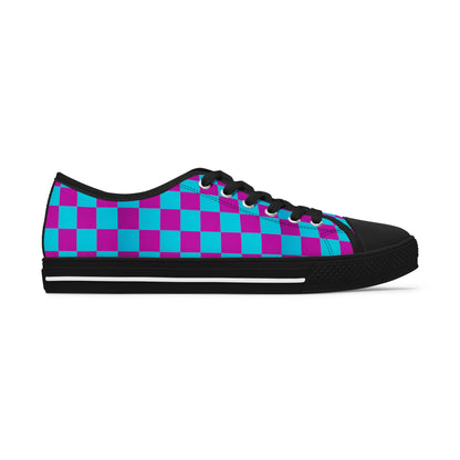 Vibrant Checkerboard Women's Sneakers, Retro Style Shoes, Casual Canvas Footwear, Gift for Her, Trendy Everyday Sneakers, Festival Ready