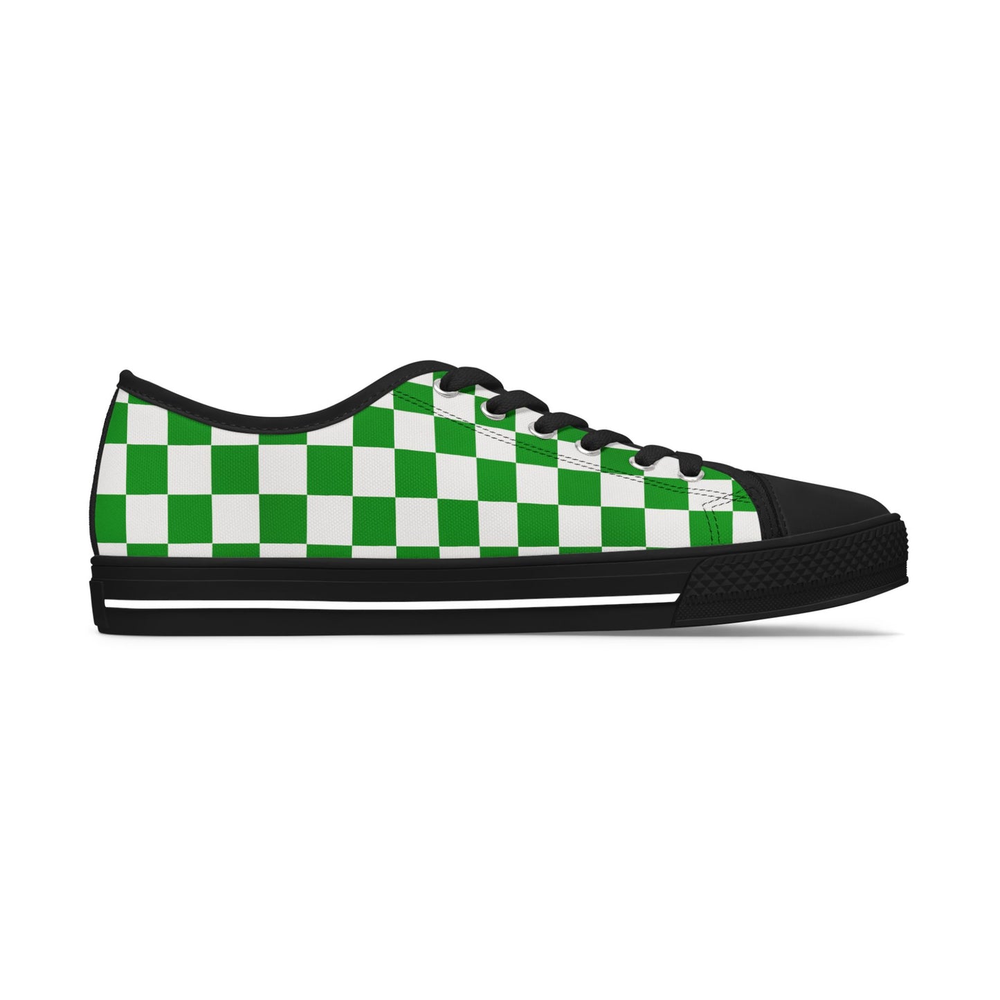 Trendy Women's Low Top Sneakers with Green Checkerboard Design, Casual Footwear, Summer Fashion, Unique Gift, Street Style Shoes