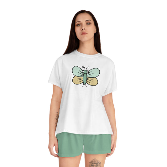 Butterfly Print Women's Short Pajama Set - Cozy Sleepwear for Relaxation