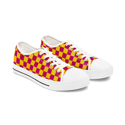 Vibrant Checkerboard Low Top Sneakers for Stylish Women, Trendy Footwear, Casual Chic, Summer Fashion, Unique Gift Idea