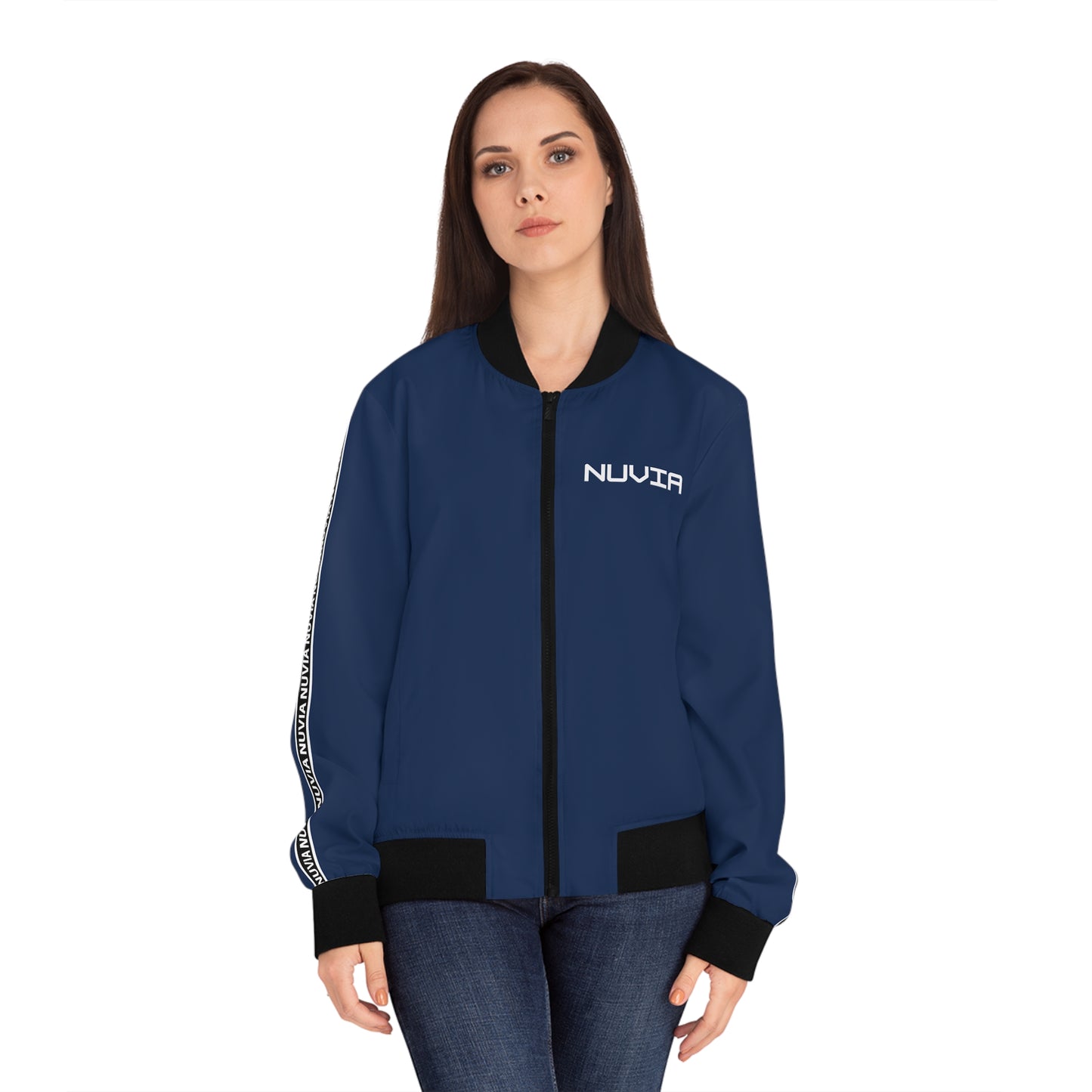Nuvia blue Women's Bomber Jacket (AOP)