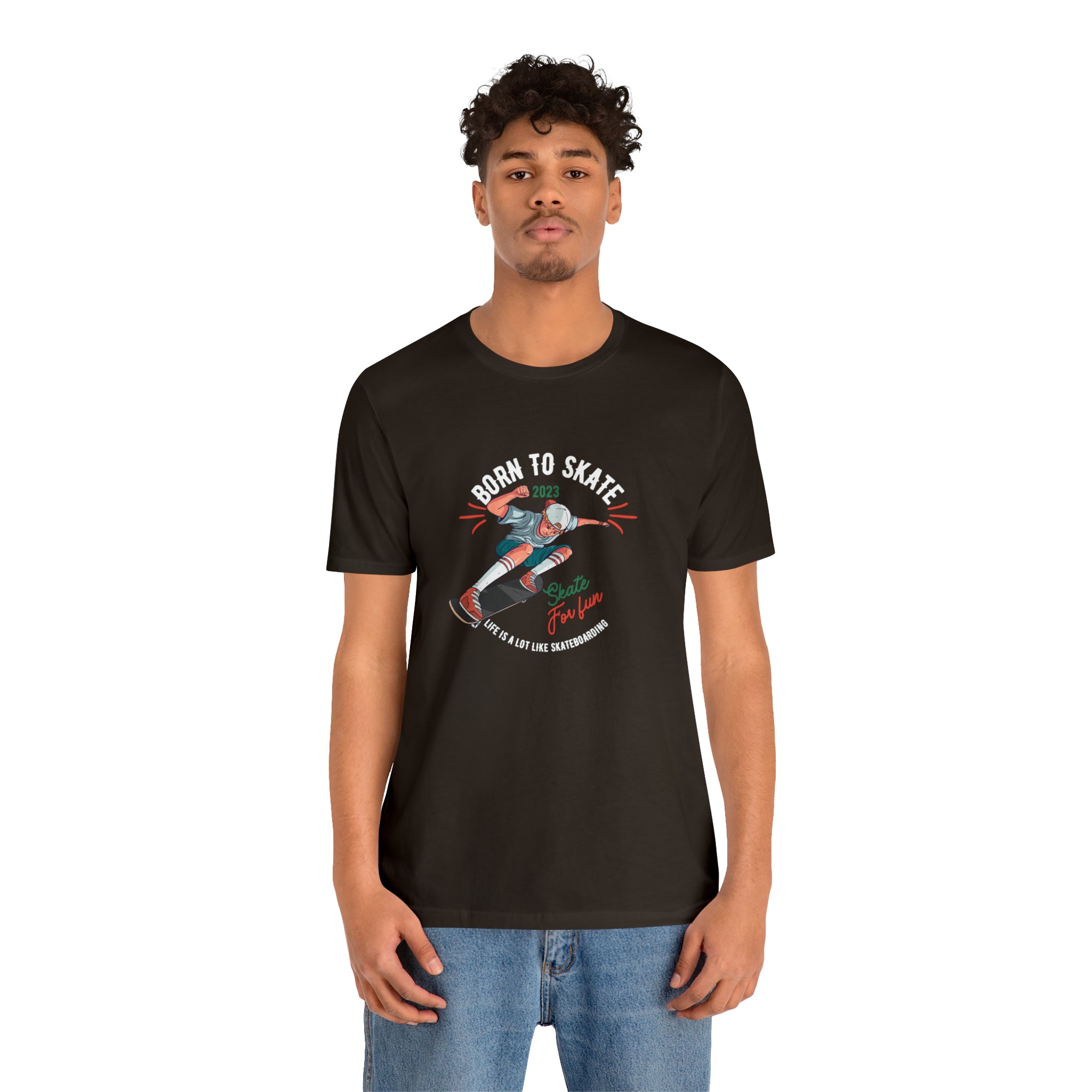 BORN TO SKATEBOARD UNISEX JERSEY T-SHIRT