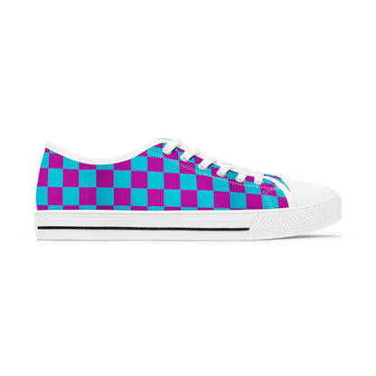 Vibrant Checkerboard Women's Sneakers, Retro Style Shoes, Casual Canvas Footwear, Gift for Her, Trendy Everyday Sneakers, Festival Ready