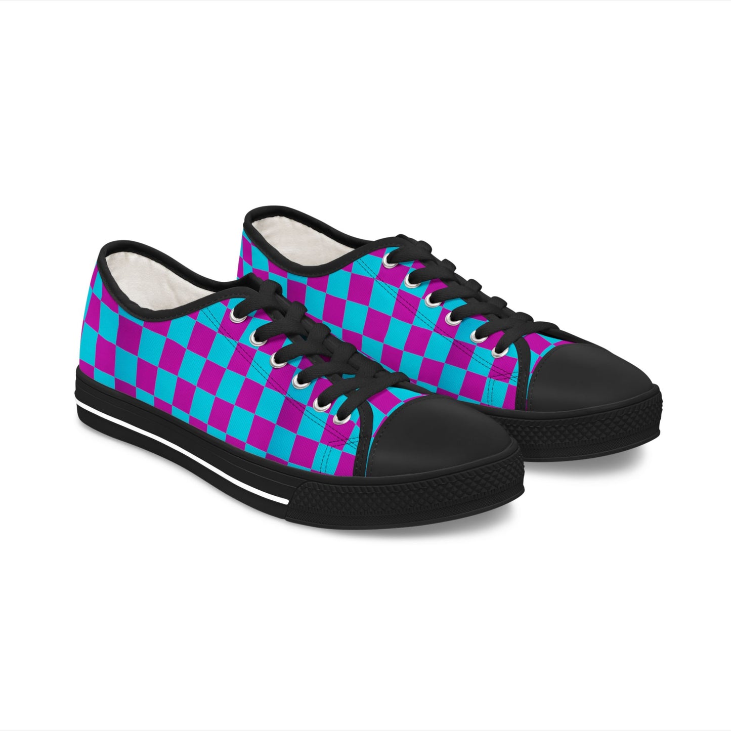 Vibrant Checkerboard Women's Sneakers, Retro Style Shoes, Casual Canvas Footwear, Gift for Her, Trendy Everyday Sneakers, Festival Ready