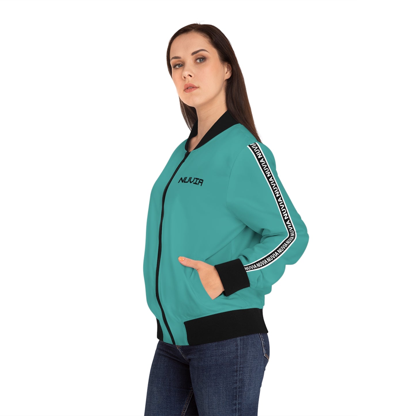 Nuvia green Women's Bomber Jacket (AOP)