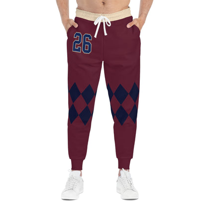 Burgundy Athletic Joggers (AOP)