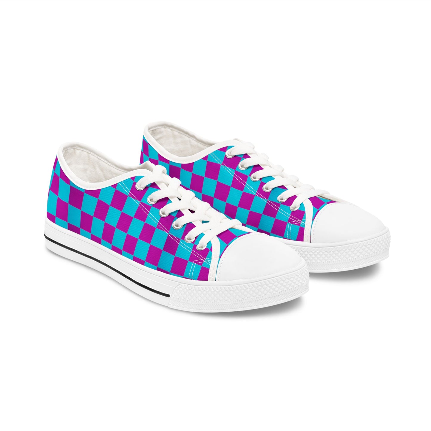 Vibrant Checkerboard Women's Sneakers, Retro Style Shoes, Casual Canvas Footwear, Gift for Her, Trendy Everyday Sneakers, Festival Ready