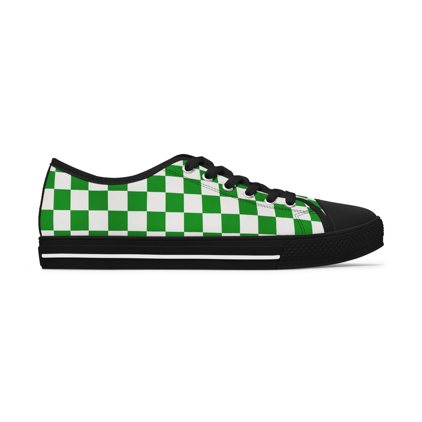 Trendy Women's Low Top Sneakers with Green Checkerboard Design, Casual Footwear, Summer Fashion, Unique Gift, Street Style Shoes