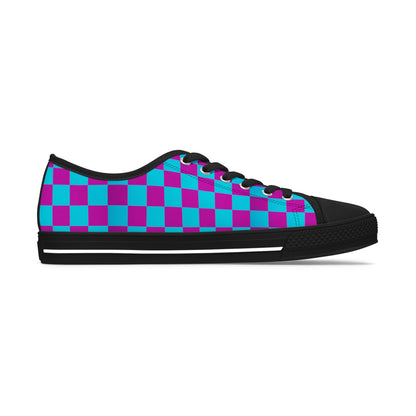 Vibrant Checkerboard Women's Sneakers, Retro Style Shoes, Casual Canvas Footwear, Gift for Her, Trendy Everyday Sneakers, Festival Ready