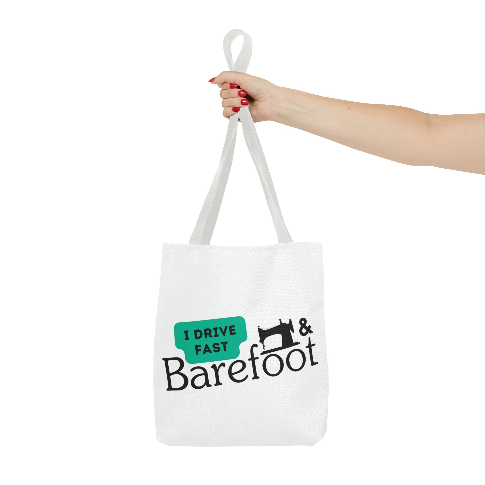 I Drive Fast & Barefoot Tote Bag (AOP)