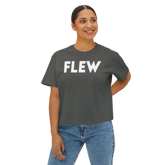 FLEW Women's Boxy Tee | Casual Summer Top, Relaxed Fit Shirt, Gift for Her, Everyday Wear, Cute Graphic Tee