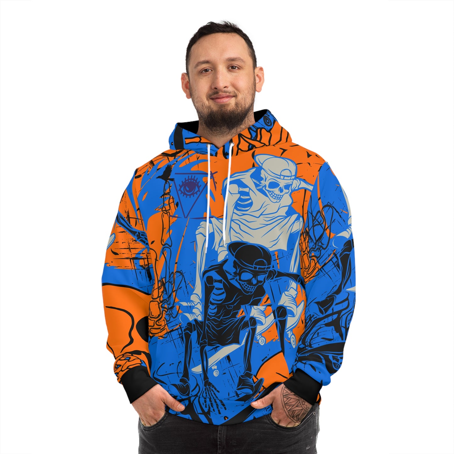 Eerie Vibes Fashion Hoodie - Skeleton Graphic Design for Halloween Celebrations