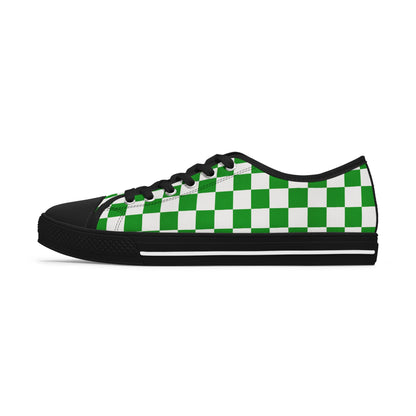 Trendy Women's Low Top Sneakers with Green Checkerboard Design, Casual Footwear, Summer Fashion, Unique Gift, Street Style Shoes