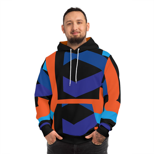 Vibrant orange Geometric Fashion Hoodie - Trendy Unisex Streetwear