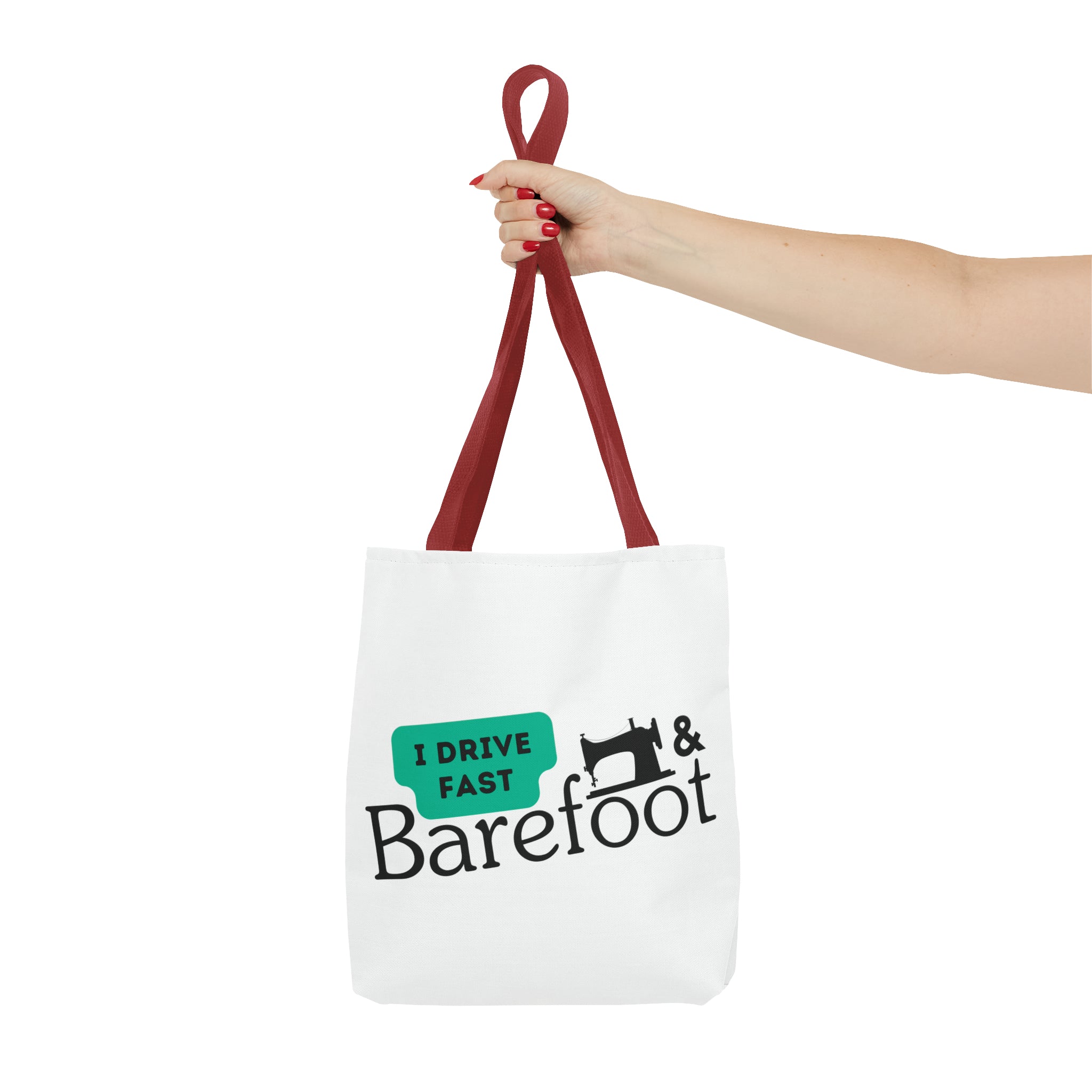 I Drive Fast & Barefoot Tote Bag (AOP)