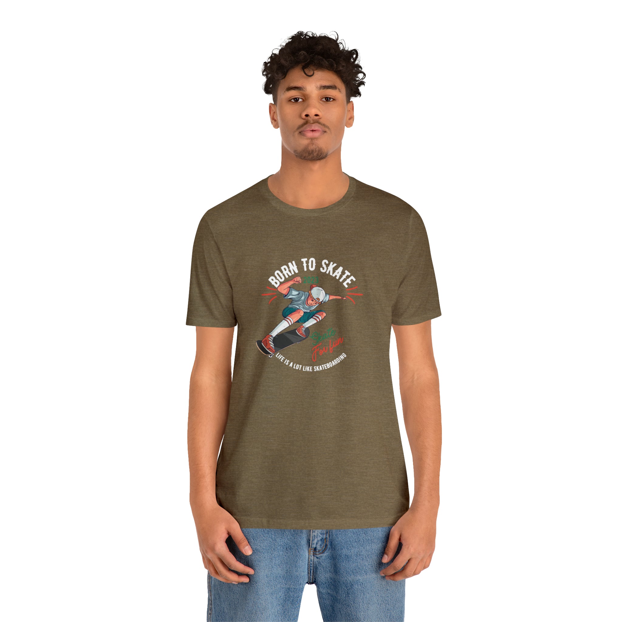 BORN TO SKATEBOARD UNISEX JERSEY T-SHIRT