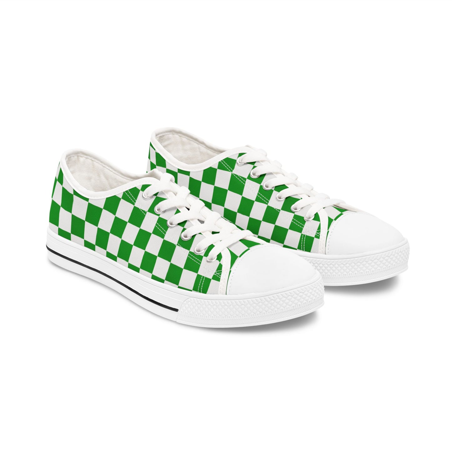 Trendy Women's Low Top Sneakers with Green Checkerboard Design, Casual Footwear, Summer Fashion, Unique Gift, Street Style Shoes