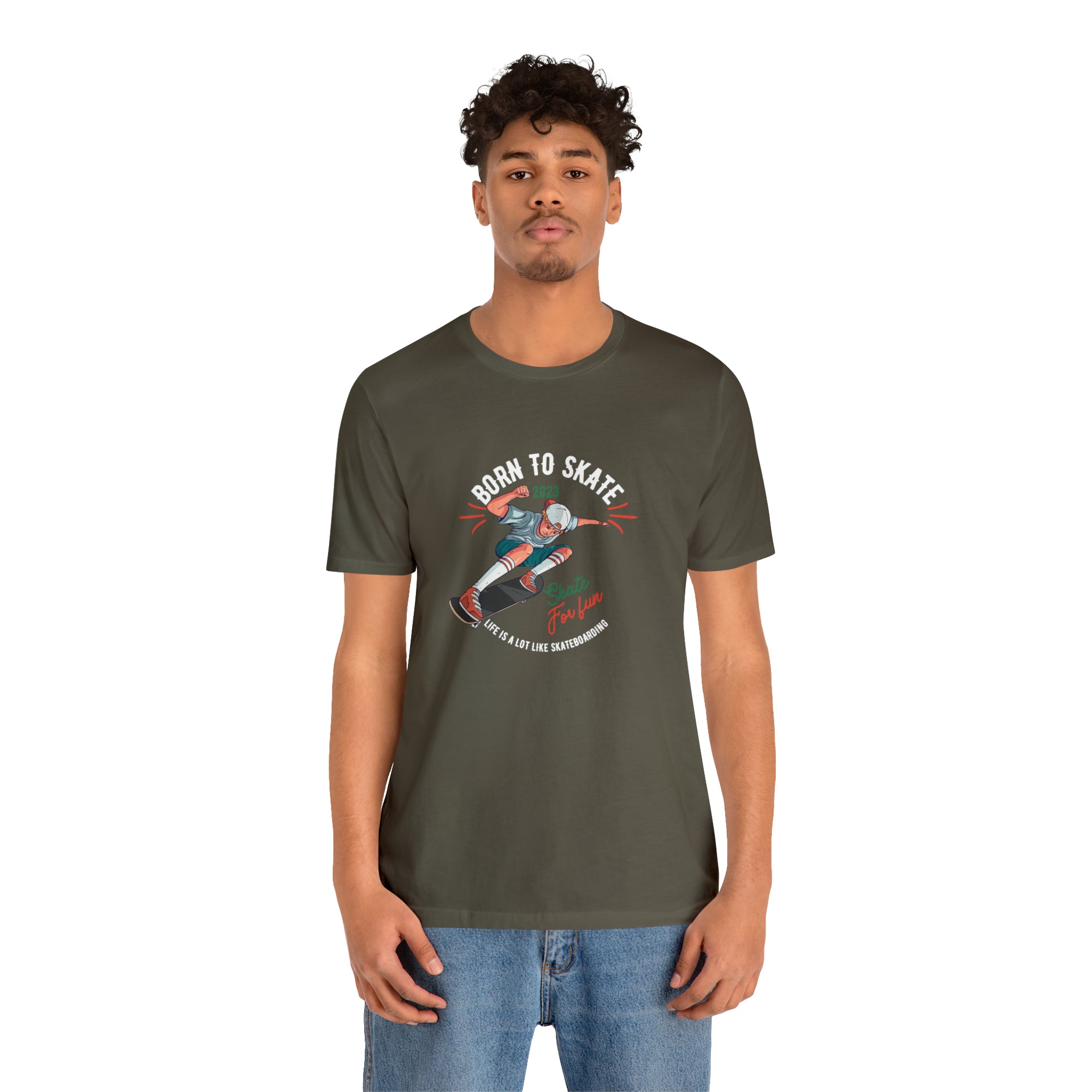 BORN TO SKATEBOARD UNISEX JERSEY T-SHIRT