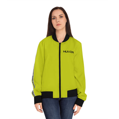 Nuvia lime green Women's Bomber Jacket (AOP)