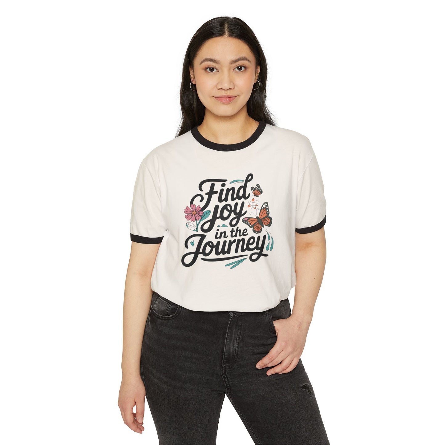 Find joy in the journey Unisex Cotton Ringer T-Shirt