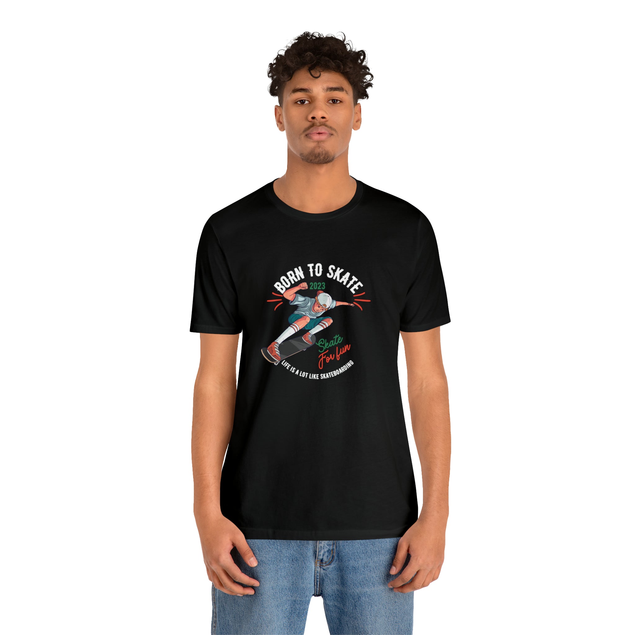 BORN TO SKATEBOARD UNISEX JERSEY T-SHIRT