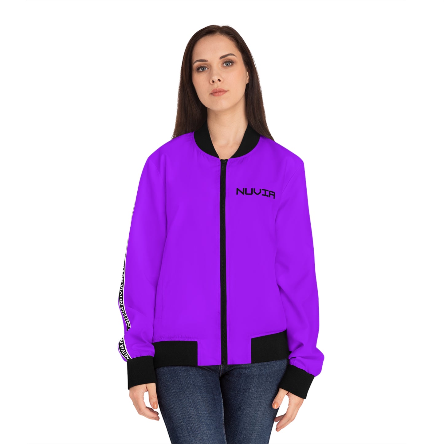 Nuvia purple Women's Bomber Jacket (AOP)