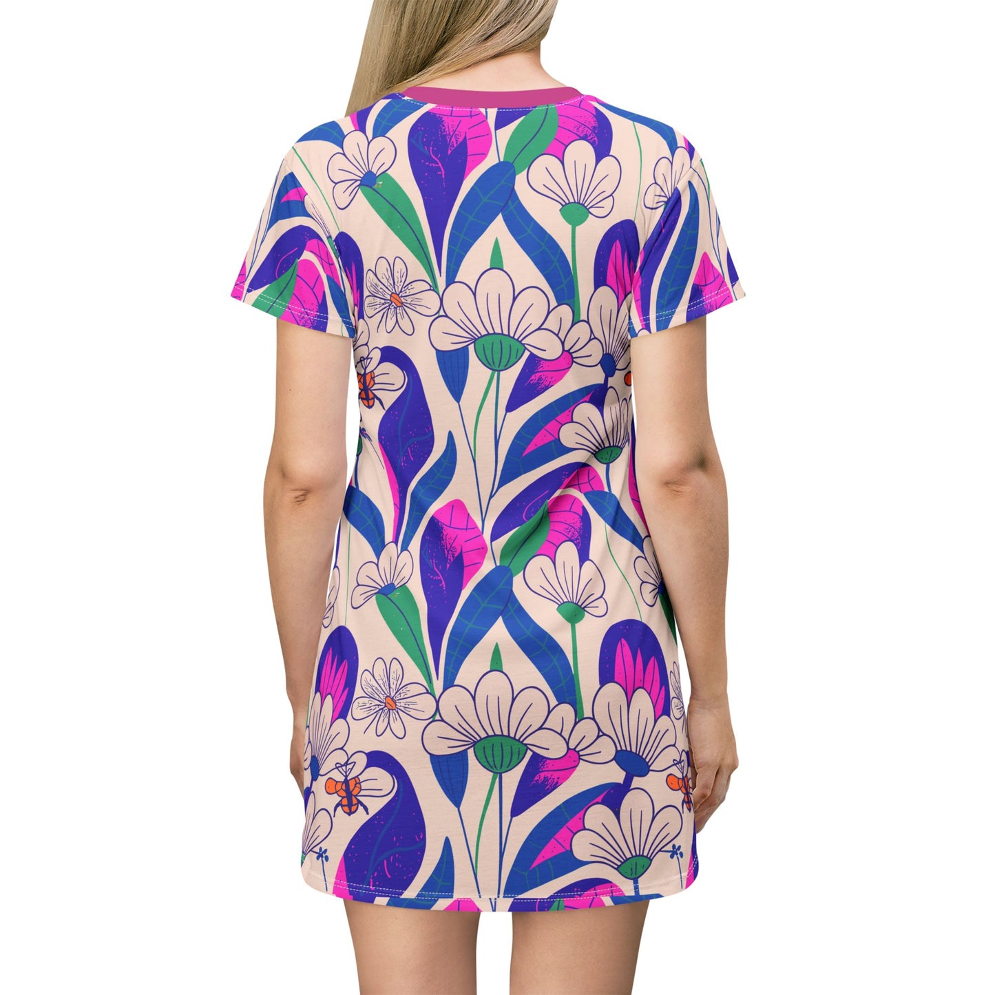 Floral AOP T-Shirt Dress, Bohemian Style