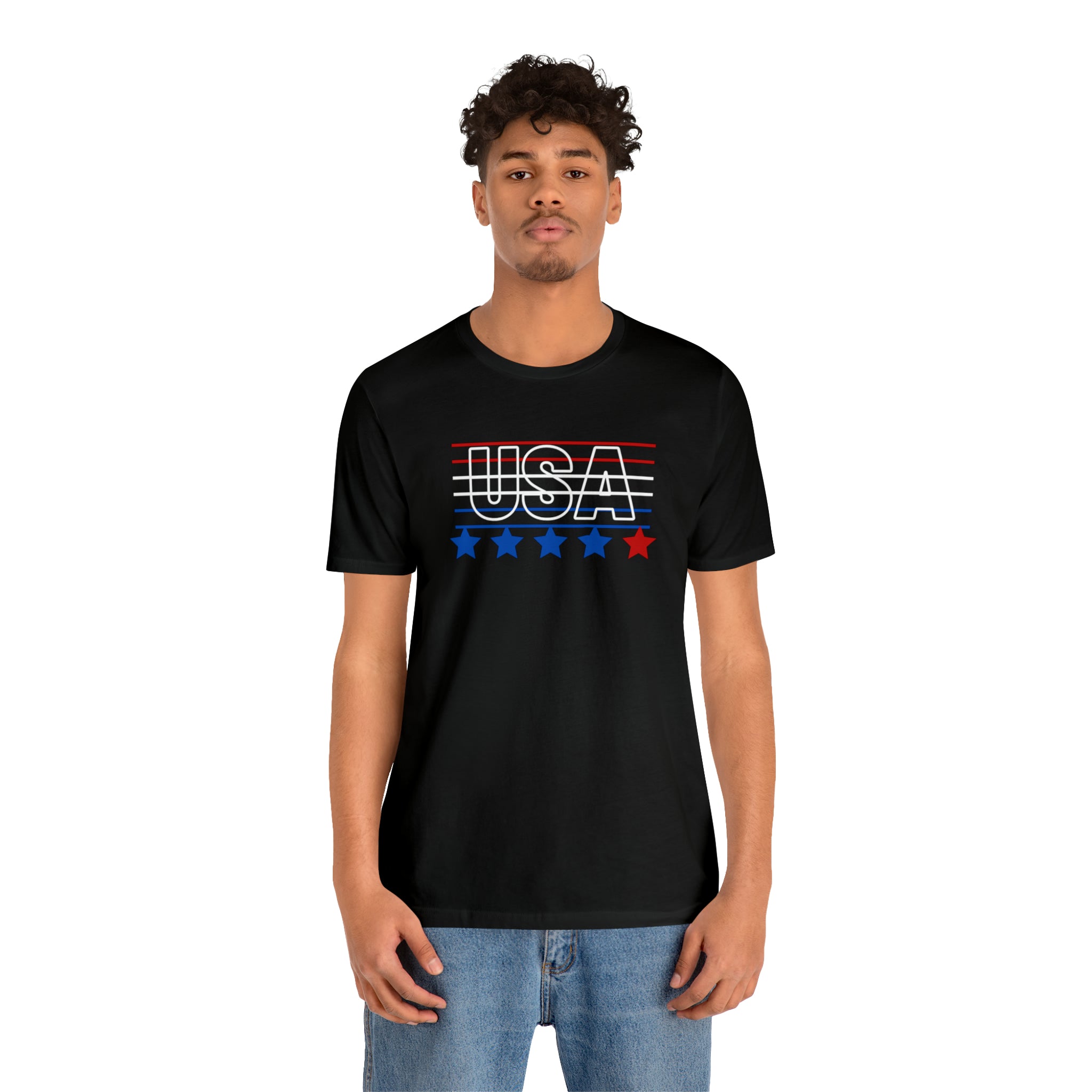 USA FLAG COLOR  UNISEX JERSEY T-SHIRT