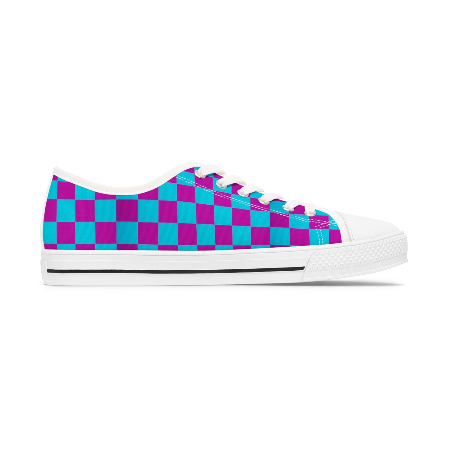 Vibrant Checkerboard Women's Sneakers, Retro Style Shoes, Casual Canvas Footwear, Gift for Her, Trendy Everyday Sneakers, Festival Ready
