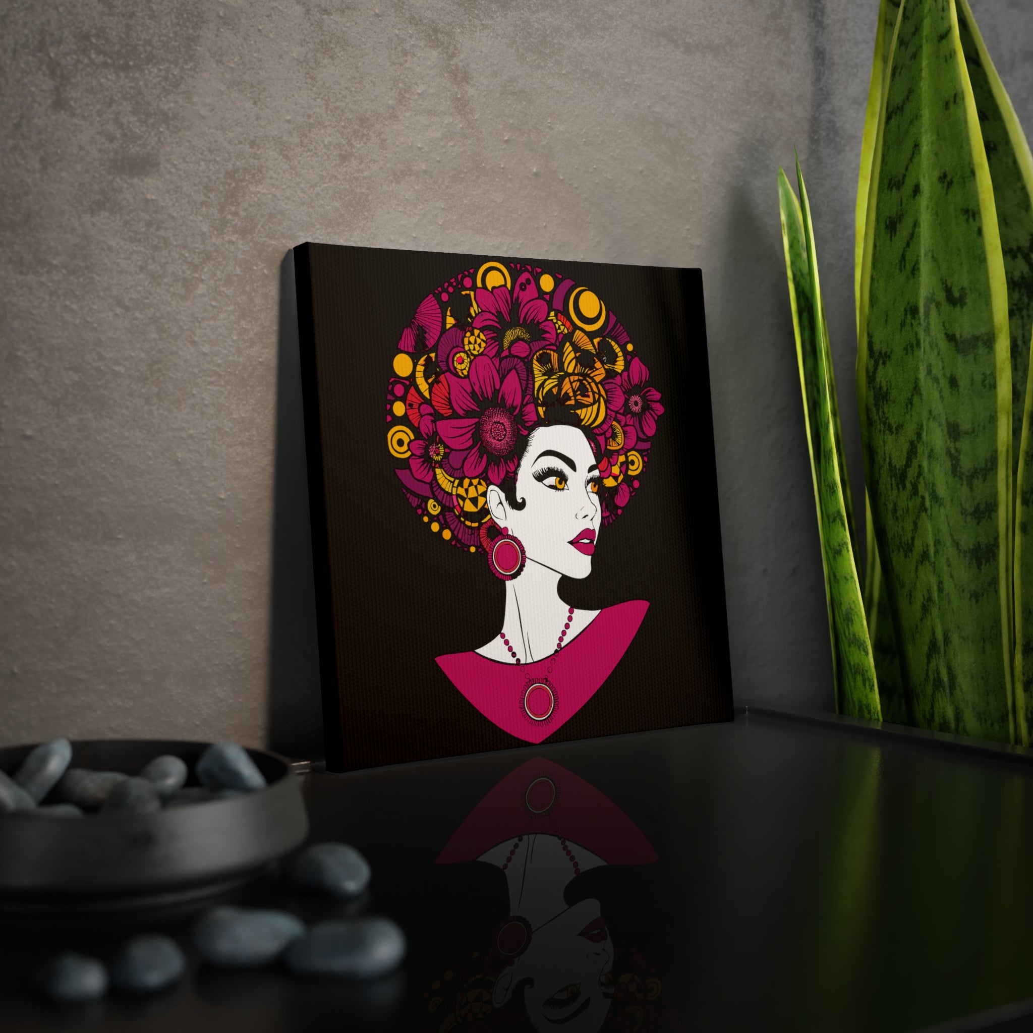 Flower hair art Canvas Photo Tile