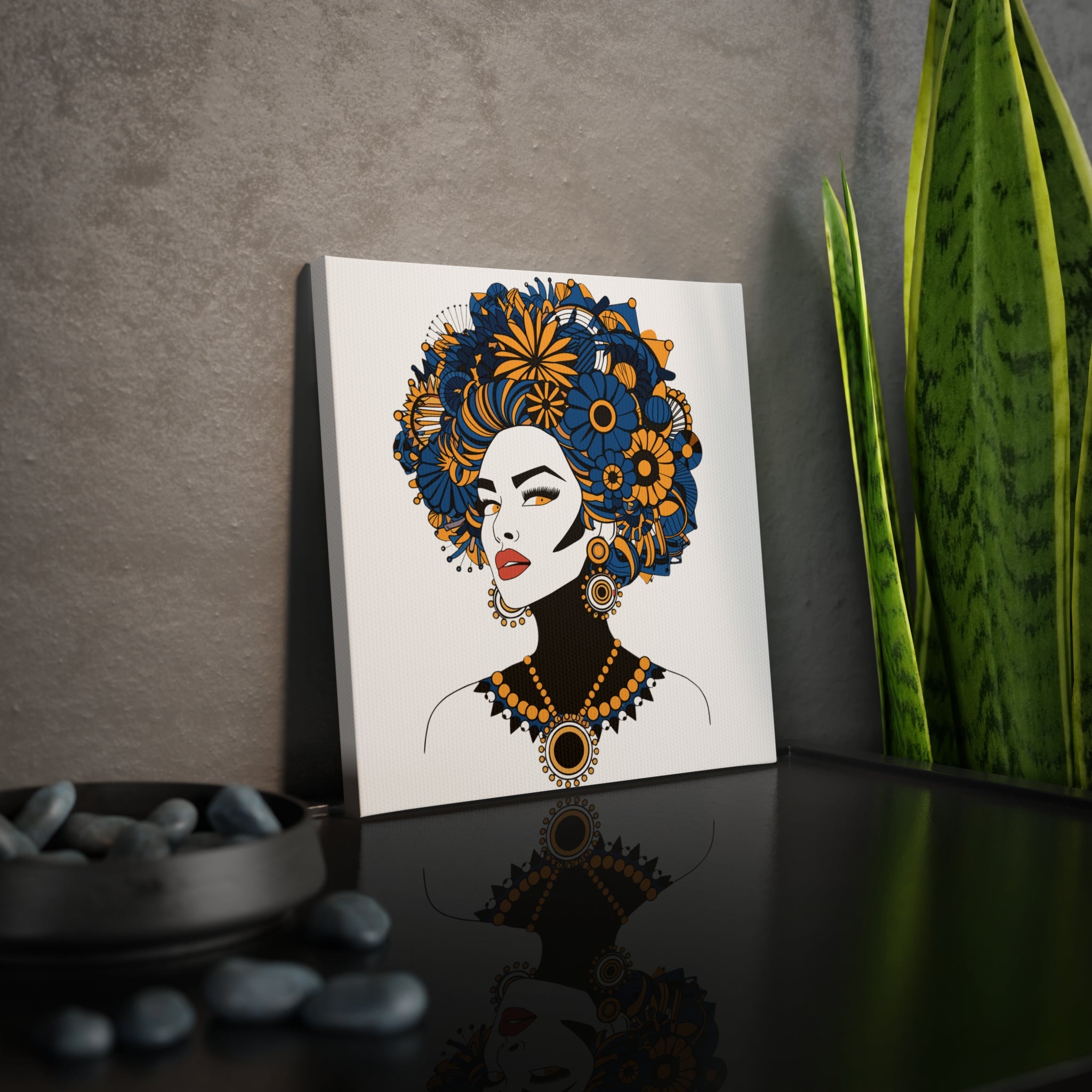 Women flower hair art Canvas Photo Tile