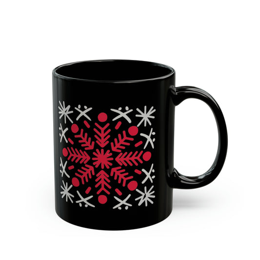 SNOWFLAKE 11oz Black Mug