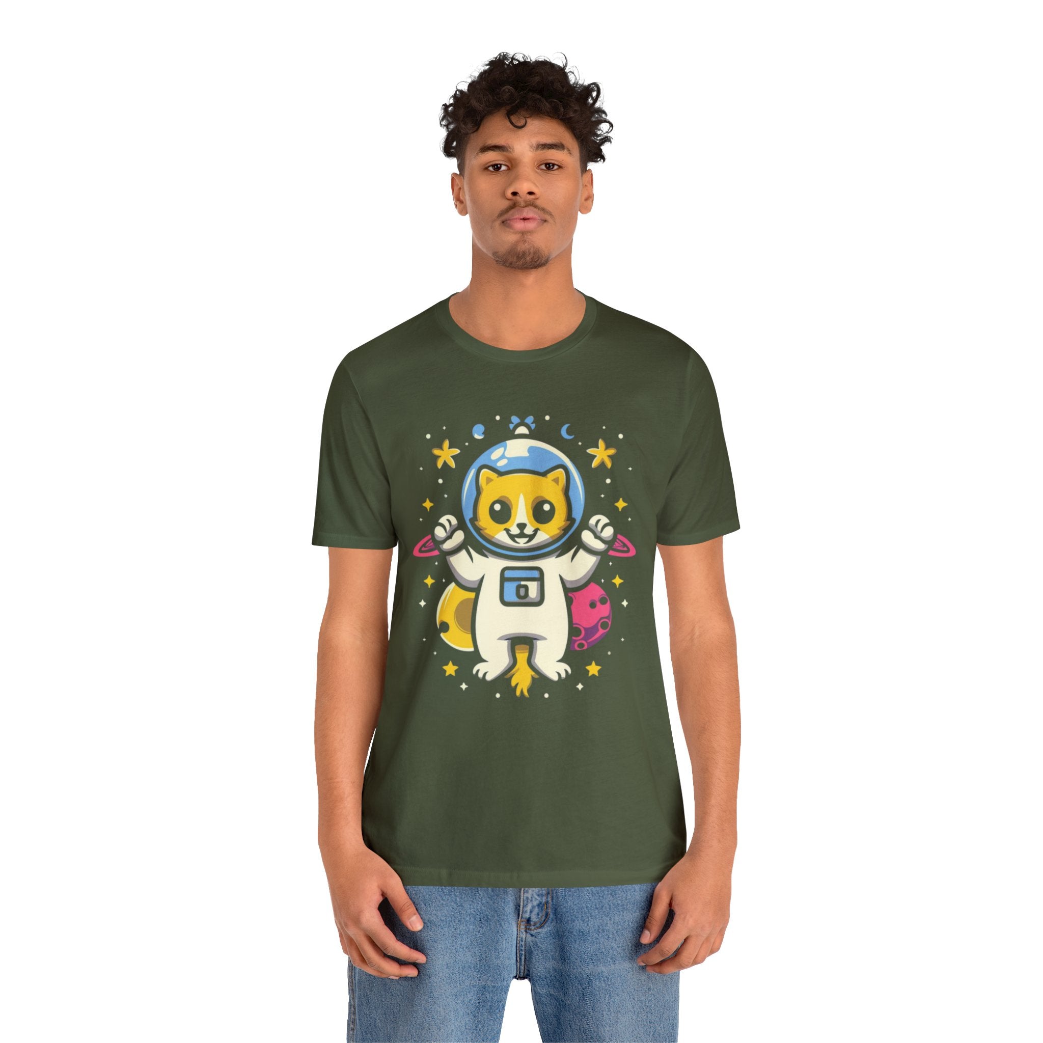 Astronaut Cat Unisex Jersey Short Sleeve Tee