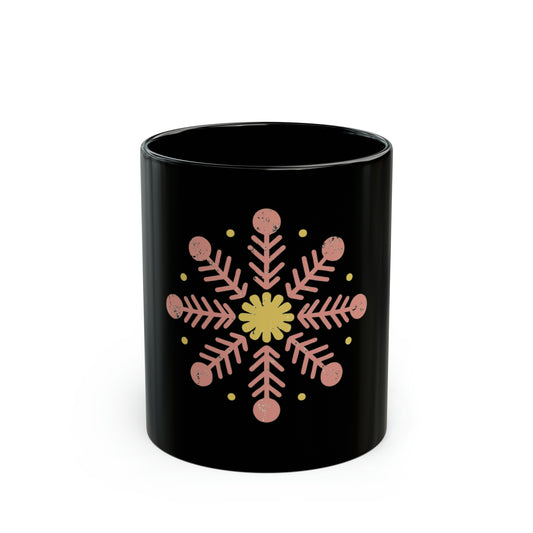 SNOWFLAKE 11oz Black Mug