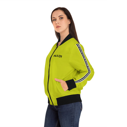 Nuvia lime green Women's Bomber Jacket (AOP)