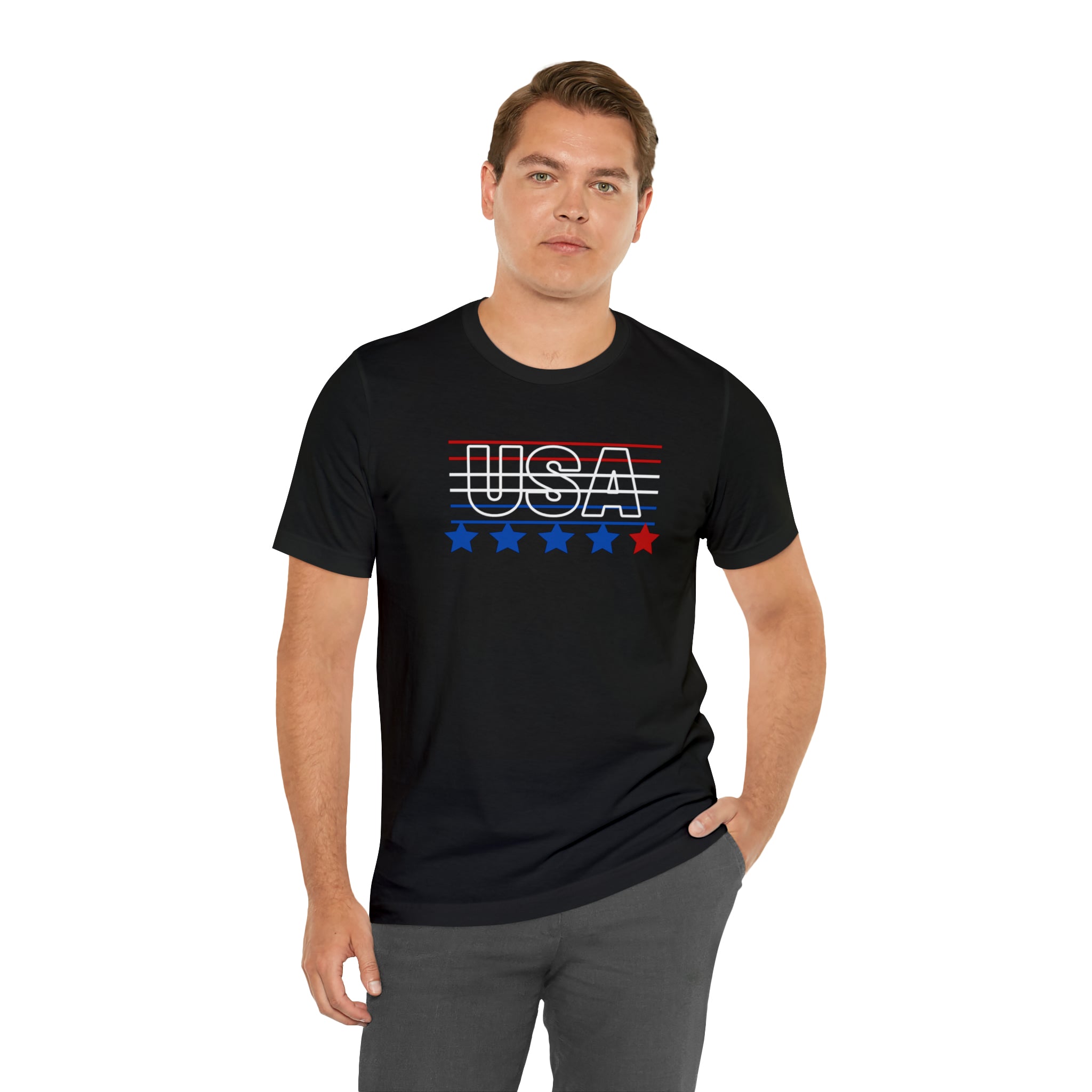 USA FLAG COLOR  UNISEX JERSEY T-SHIRT