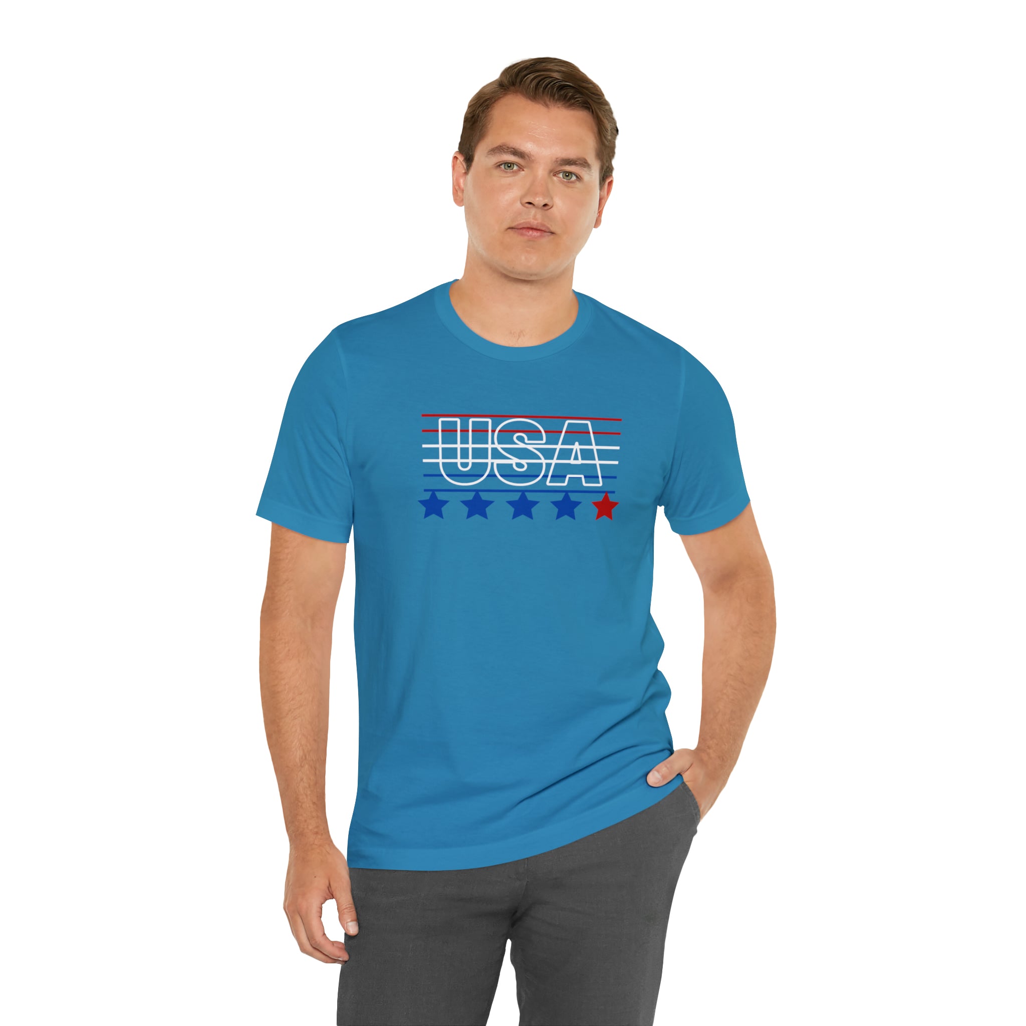 USA FLAG COLOR  UNISEX JERSEY T-SHIRT