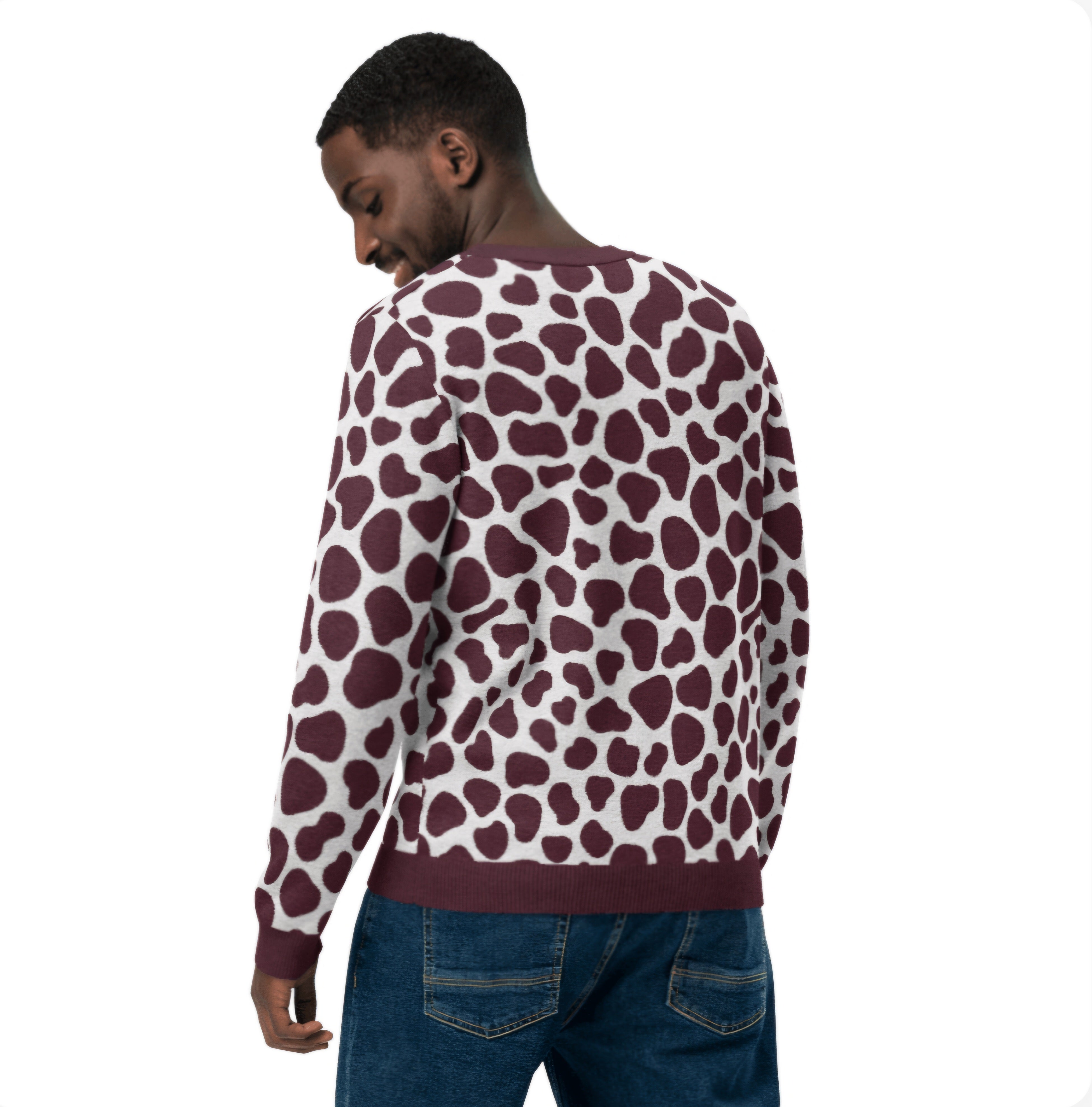 Burgundy Camo Knitted crew neck sweater