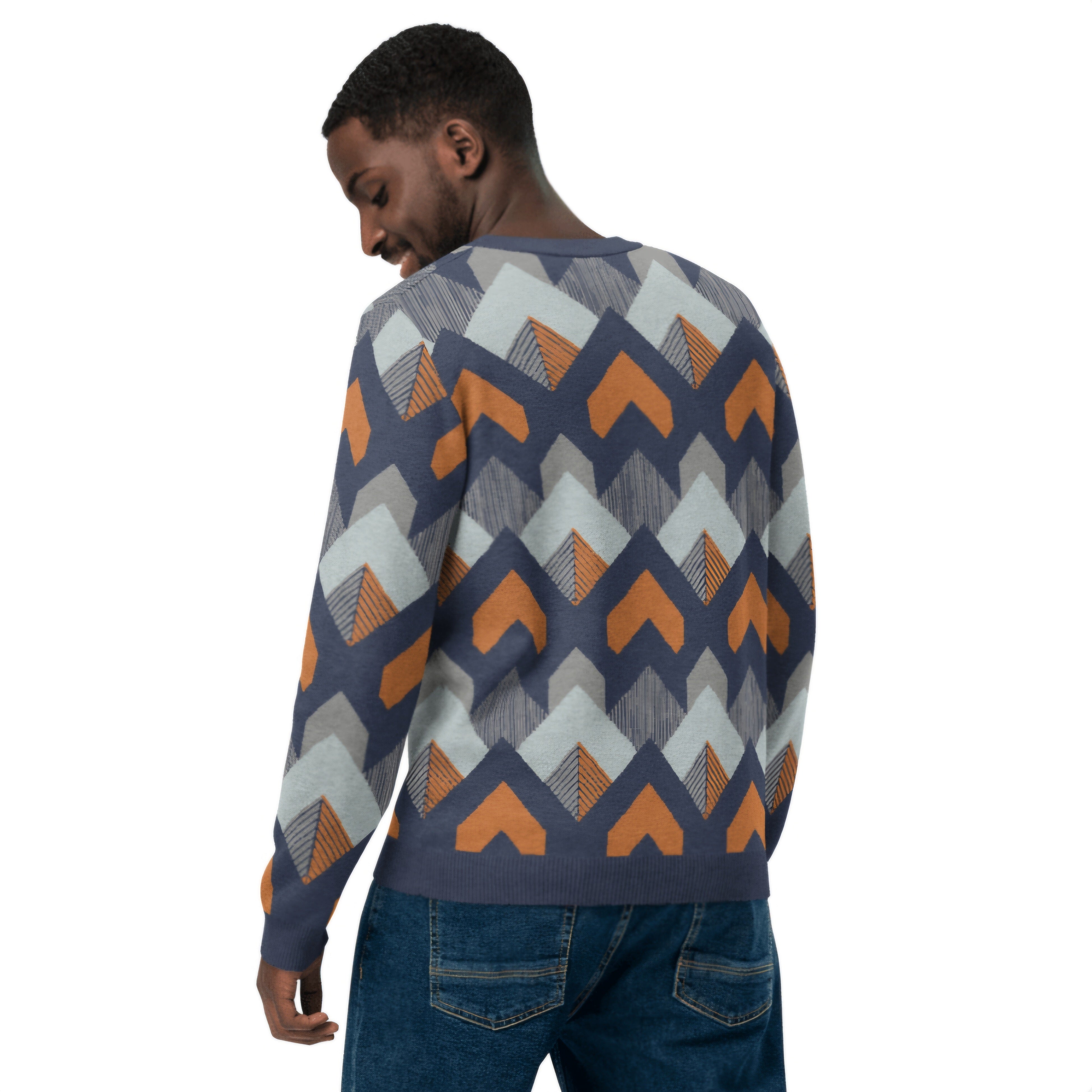 Orange Knitted crew neck sweater