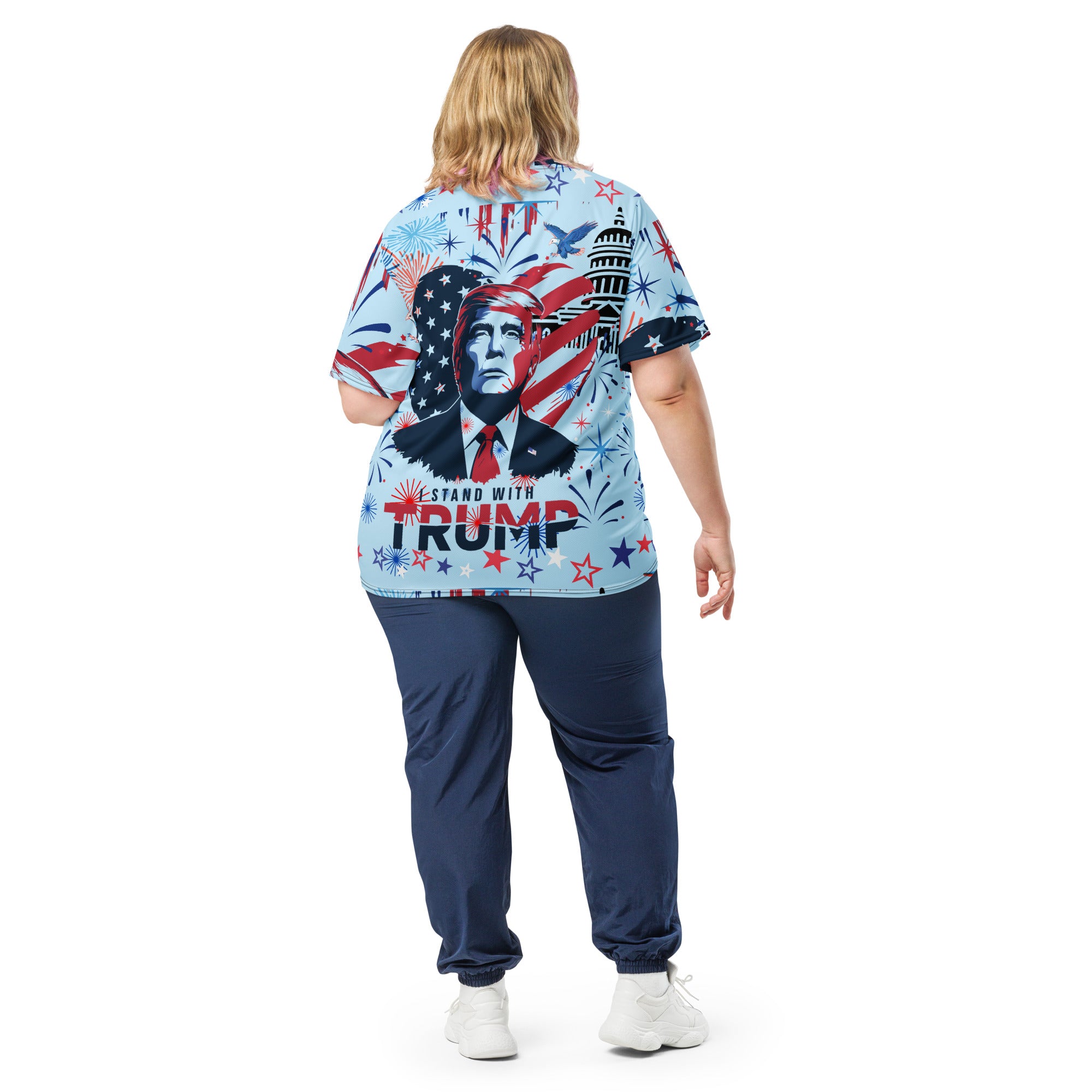 I stand with Trump Recycled unisex sports jersey