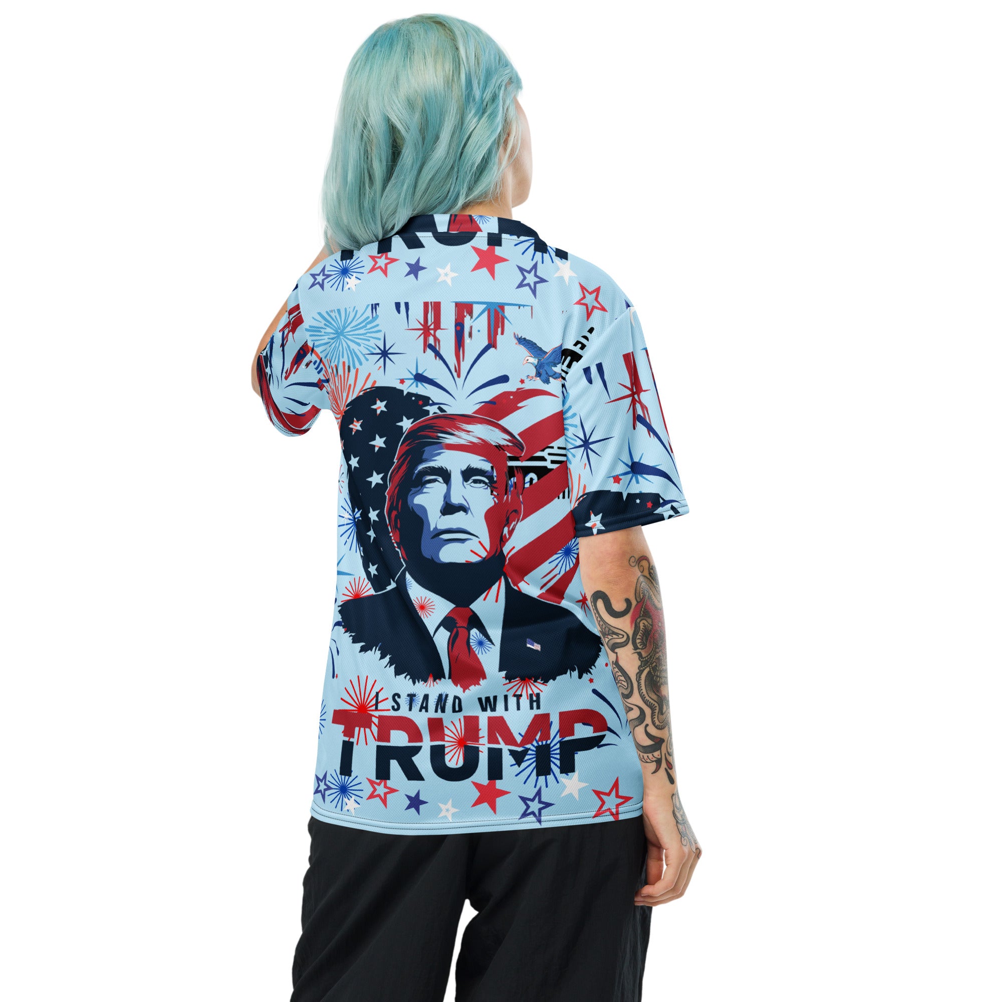 I stand with Trump Recycled unisex sports jersey