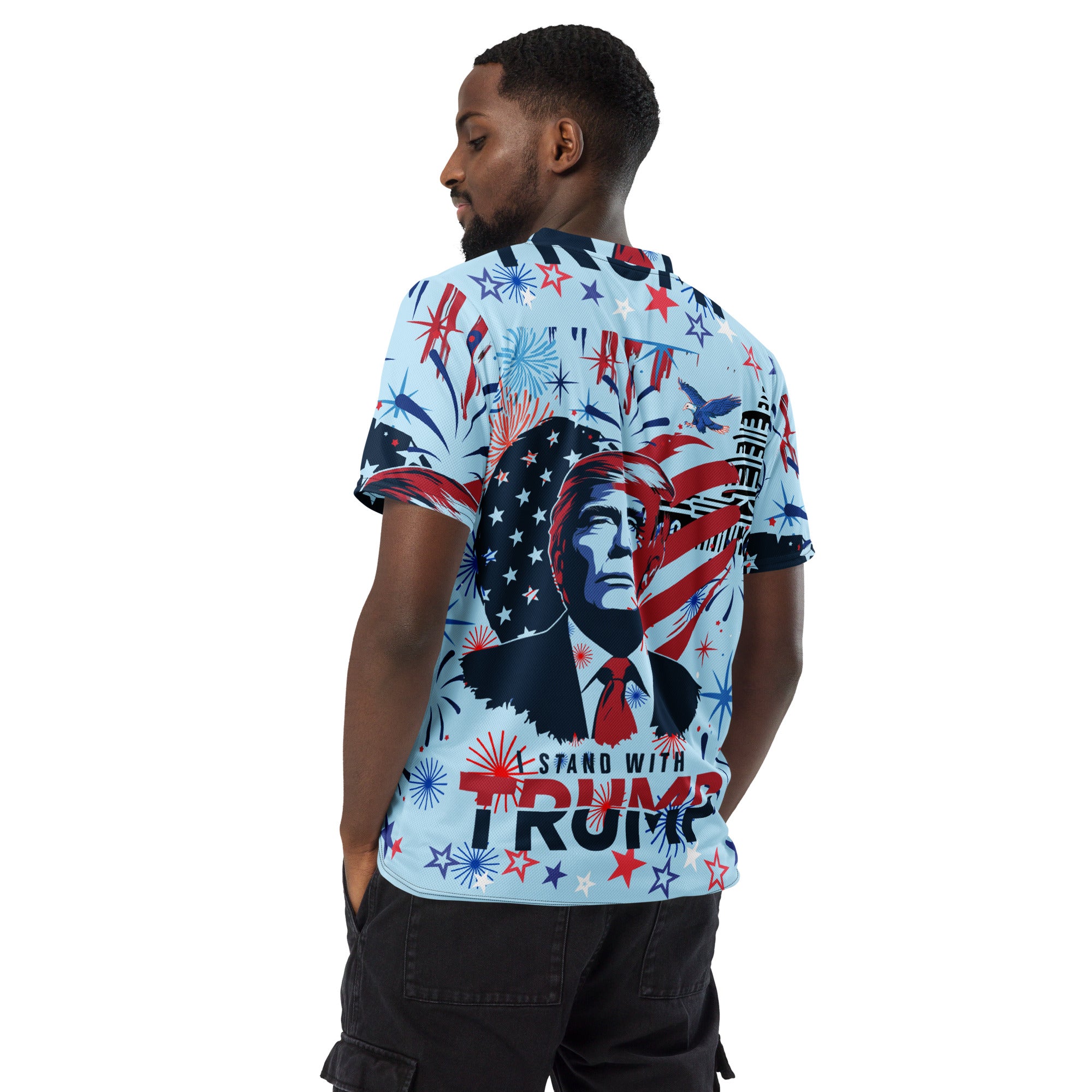 I stand with Trump Recycled unisex sports jersey