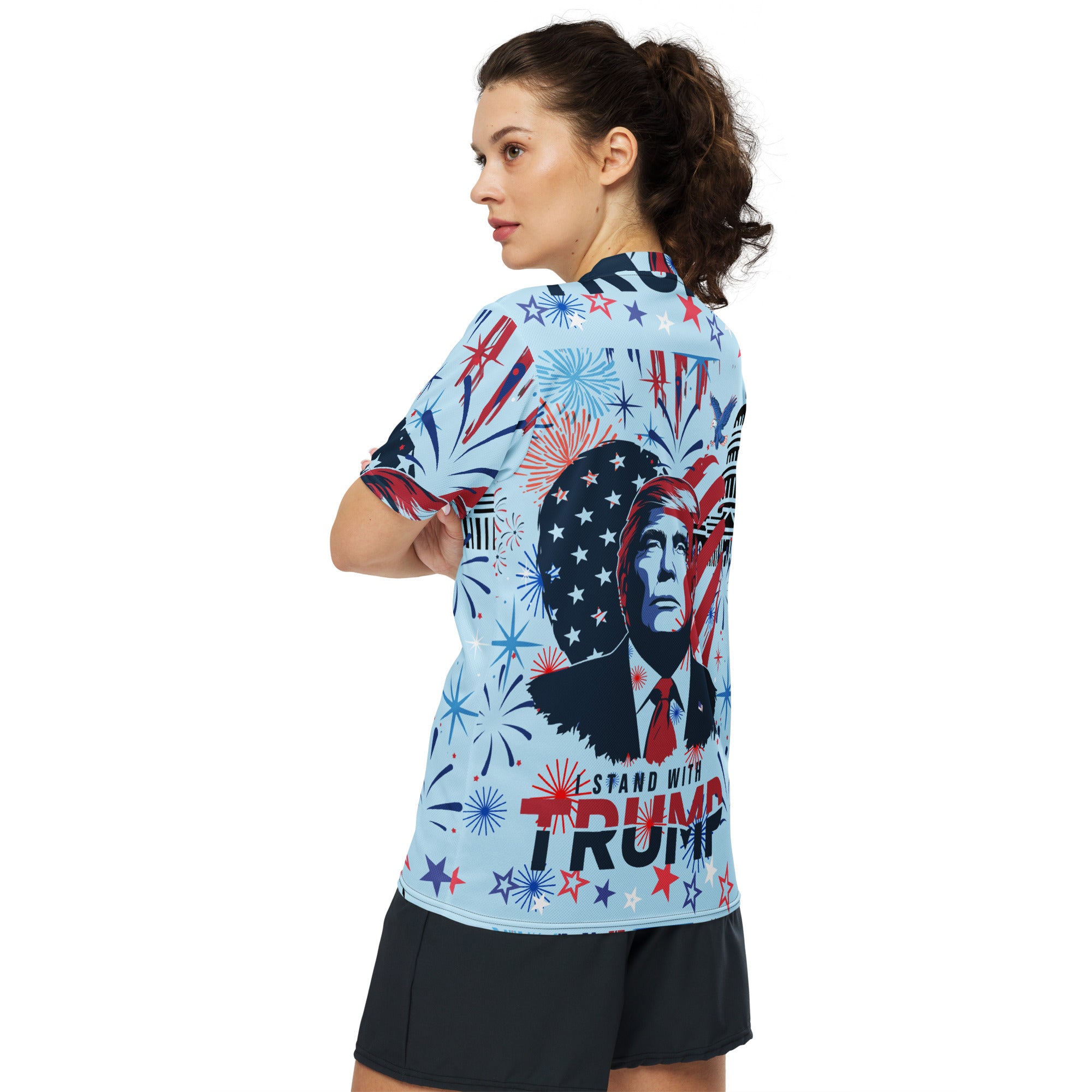 I stand with Trump Recycled unisex sports jersey