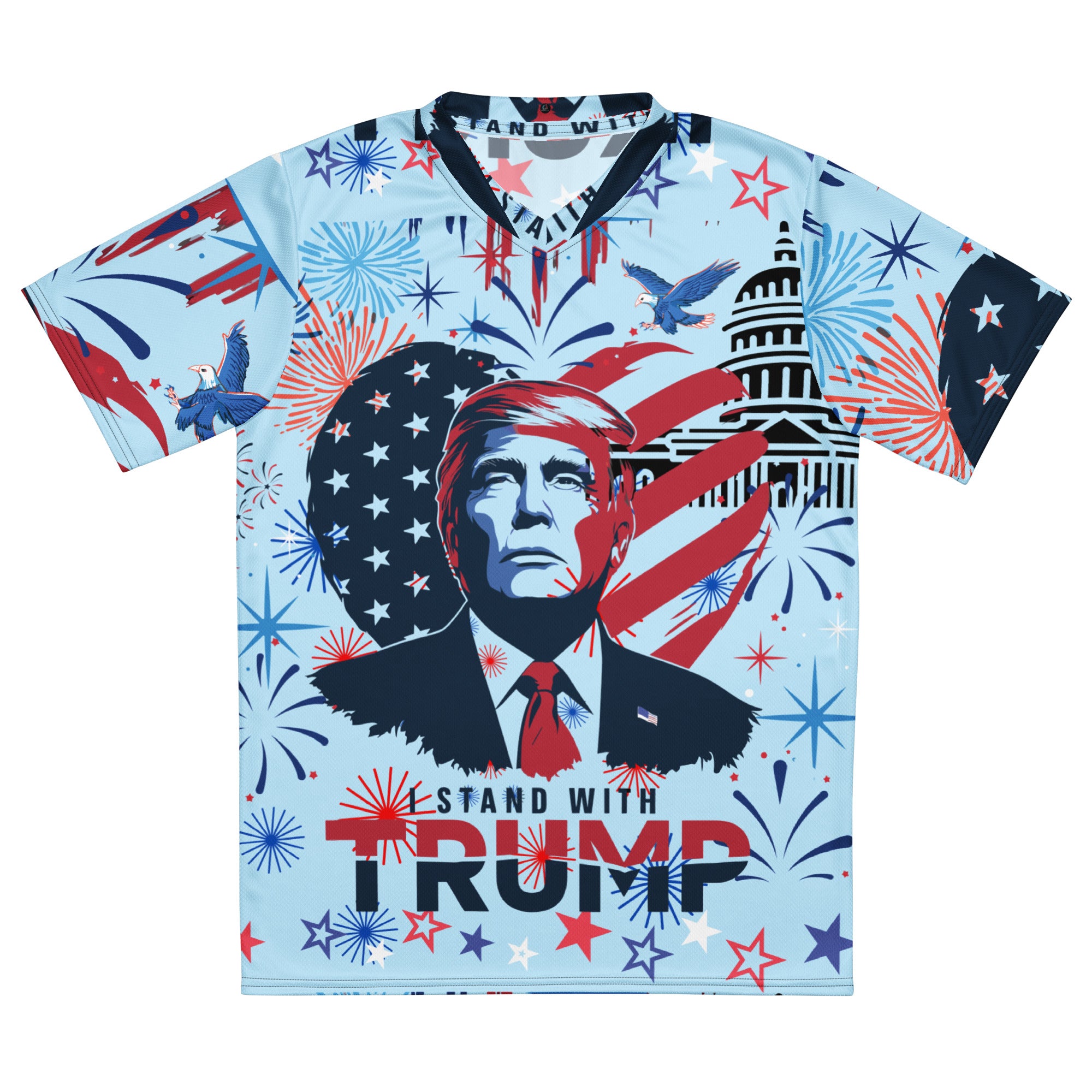 I stand with Trump Recycled unisex sports jersey